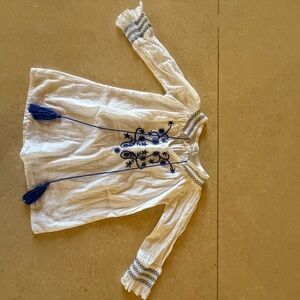Embroidered White and Blue Kids Shirt